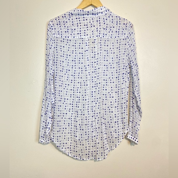 ANTHROPOLOGIE X CLOTH & STONE GAUZY NAVY POLKA DOT BUTTON DOWN SHIRT - Picture 6 of 6